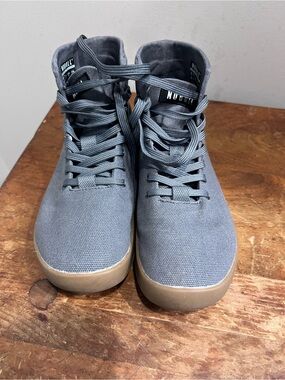 NOBULL Gray High-Top Canvas Sneakers with Gum Sole